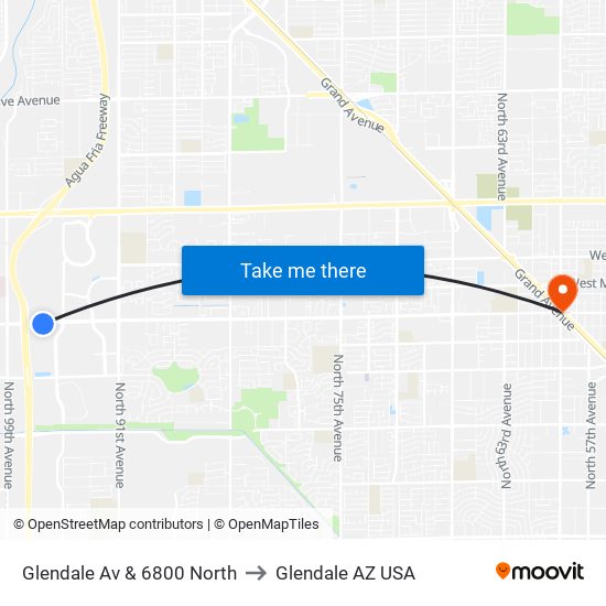 Glendale Av & 6800 North to Glendale AZ USA map