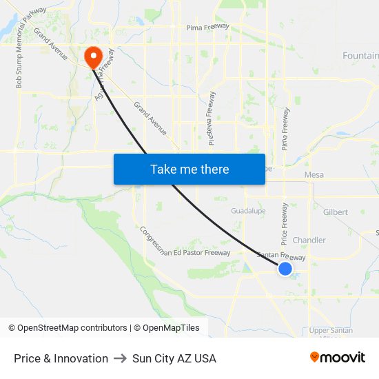 Price & Innovation to Sun City AZ USA map