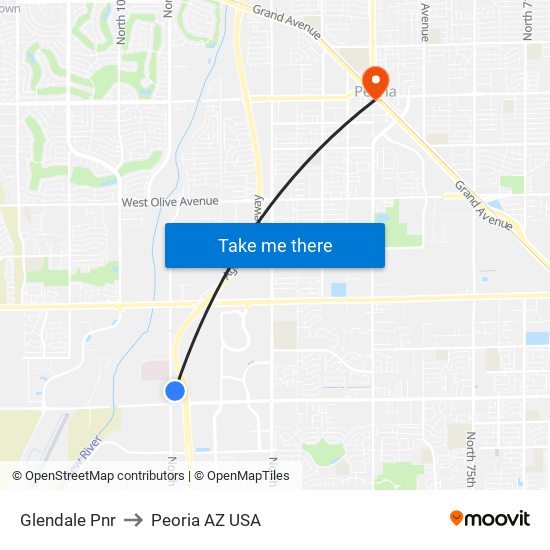 Glendale Pnr to Peoria AZ USA map