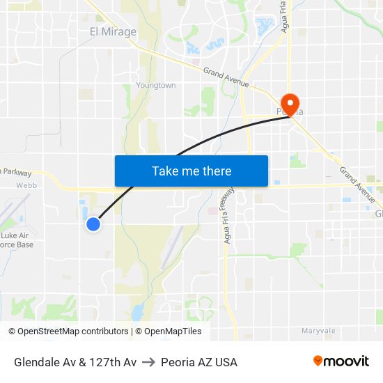 Glendale Av & 127th Av to Peoria AZ USA map