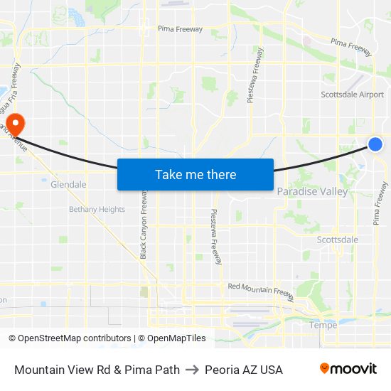 Mountain View Rd & Pima Path to Peoria AZ USA map