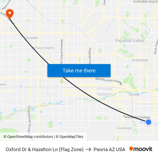 Oxford Dr & Hazelton Ln (Flag Zone) to Peoria AZ USA map