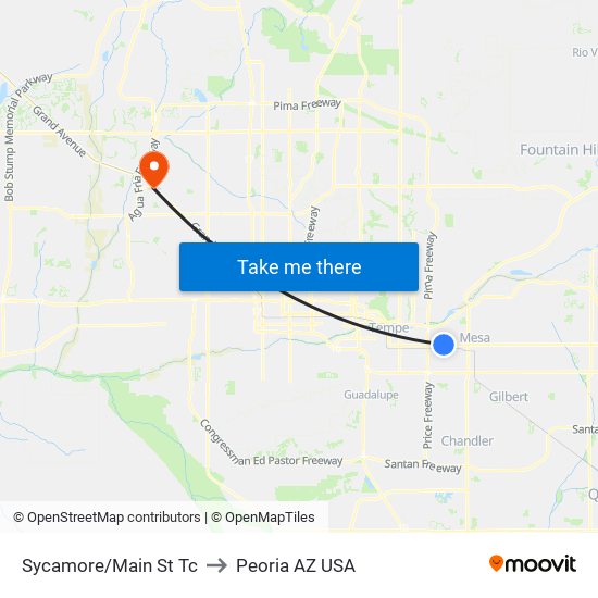 Sycamore/Main St Tc to Peoria AZ USA map