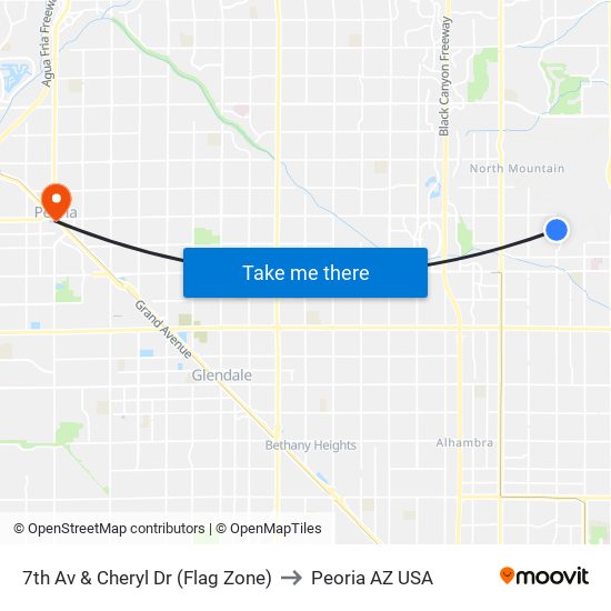 7th Av & Cheryl Dr (Flag Zone) to Peoria AZ USA map