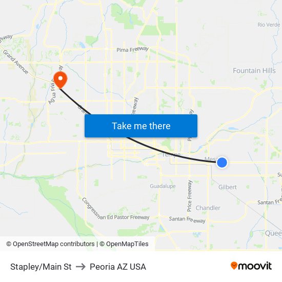 Stapley/Main St to Peoria AZ USA map