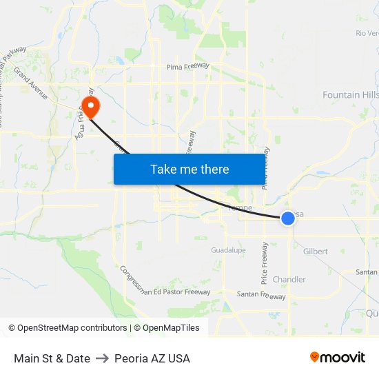 Main St & Date to Peoria AZ USA map