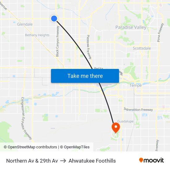 Northern Av & 29th Av to Ahwatukee Foothills map