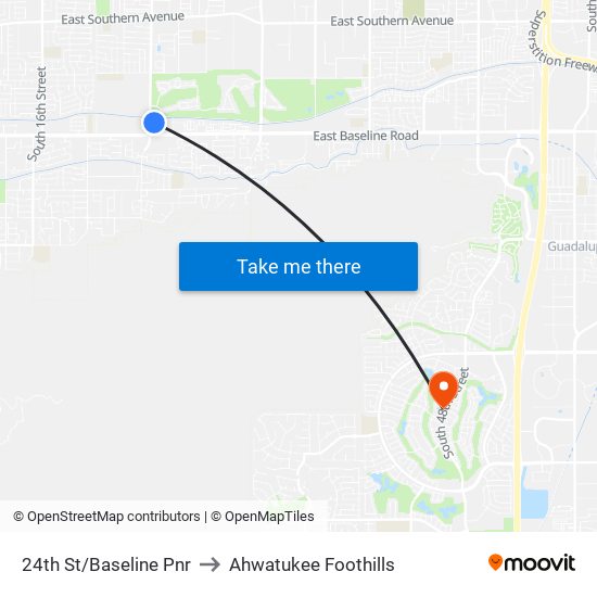 24th St/Baseline Pnr to Ahwatukee Foothills map