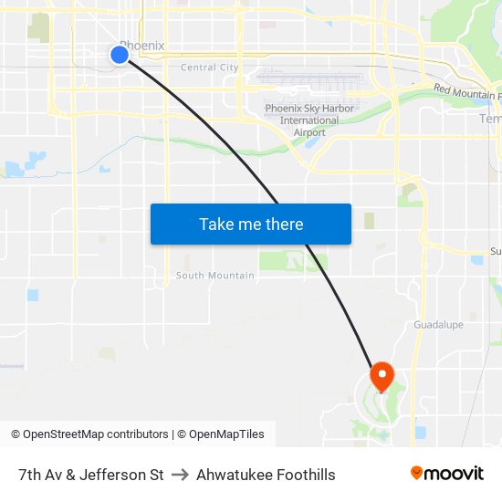 7th Av & Jefferson St to Ahwatukee Foothills map