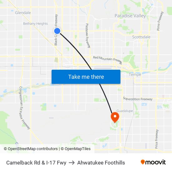 Camelback Rd & I-17 Fwy to Ahwatukee Foothills map