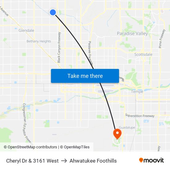 Cheryl Dr & 3161 West to Ahwatukee Foothills map