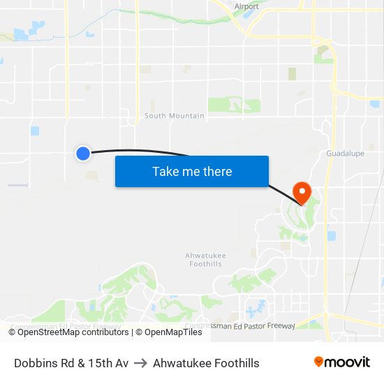 Dobbins Rd & 15th Av to Ahwatukee Foothills map