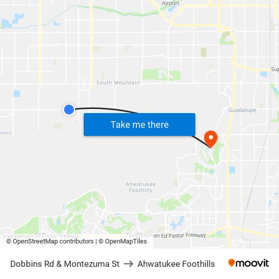 Dobbins Rd & Montezuma St to Ahwatukee Foothills map