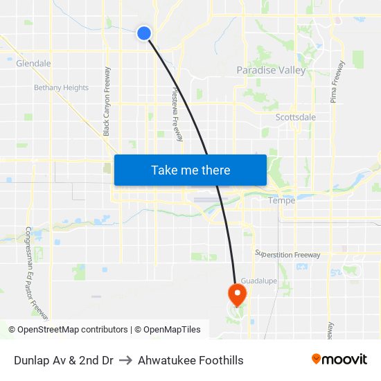 Dunlap Av & 2nd Dr to Ahwatukee Foothills map