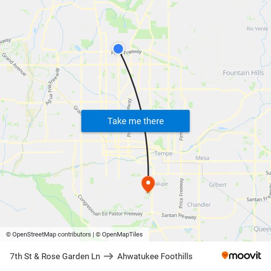 7th St & Rose Garden Ln to Ahwatukee Foothills map