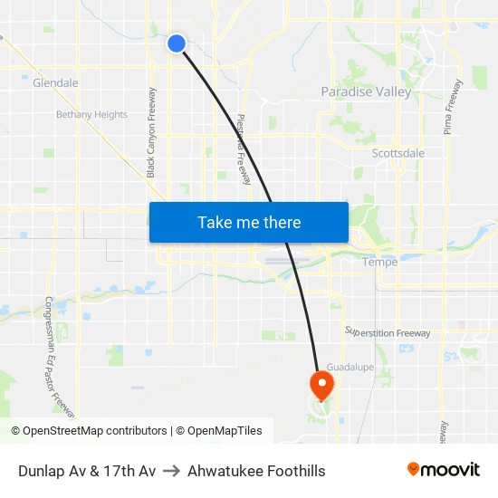 Dunlap Av & 17th Av to Ahwatukee Foothills map