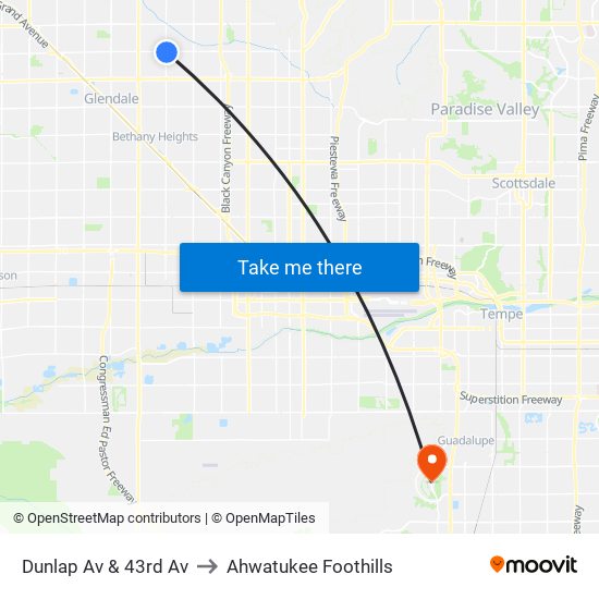 Dunlap Av & 43rd Av to Ahwatukee Foothills map