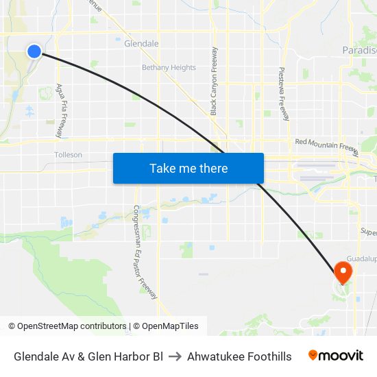 Glendale Av & Glen Harbor Bl to Ahwatukee Foothills map