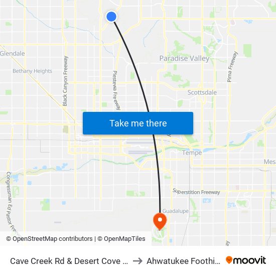 Cave Creek Rd & Desert Cove Av to Ahwatukee Foothills map