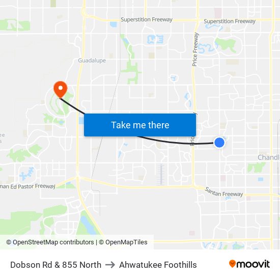 Dobson Rd & 855 North to Ahwatukee Foothills map
