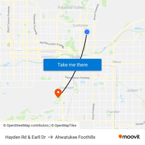 Hayden Rd & Earll Dr to Ahwatukee Foothills map