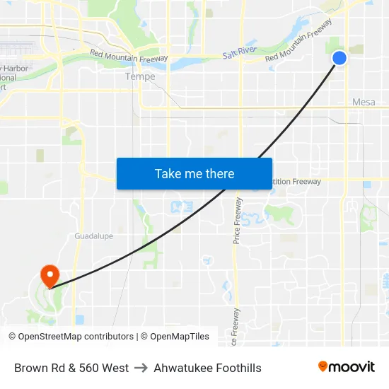 Brown Rd & 560 West to Ahwatukee Foothills map