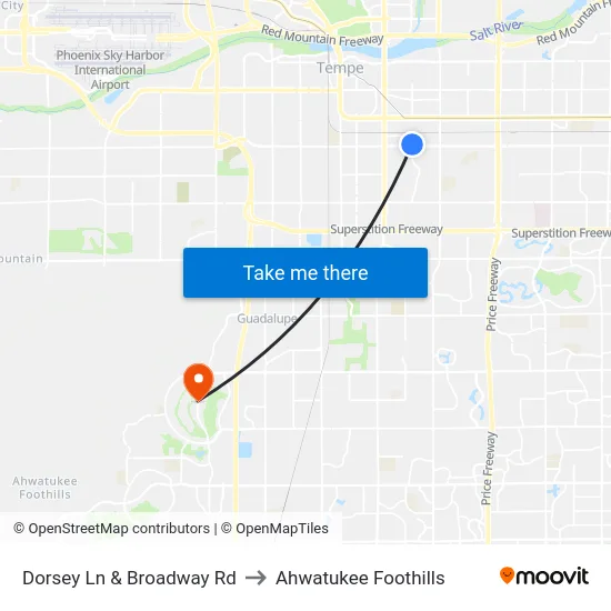 Dorsey Ln & Broadway Rd to Ahwatukee Foothills map