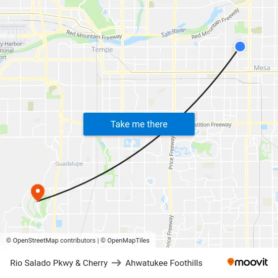 Rio Salado Pkwy & Cherry to Ahwatukee Foothills map