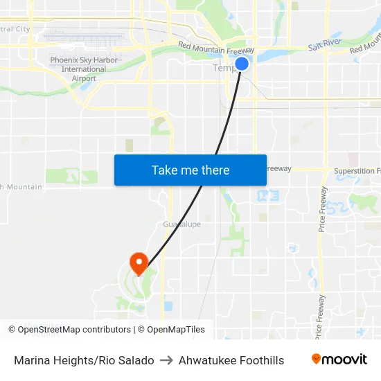 Marina Heights/Rio Salado to Ahwatukee Foothills map