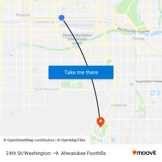 24th St/Washington to Ahwatukee Foothills map
