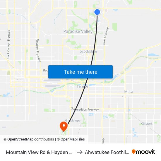 Mountain View Rd & Hayden Rd to Ahwatukee Foothills map
