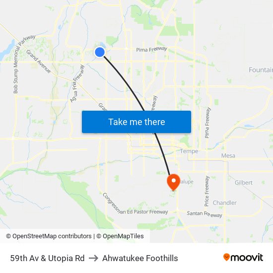 59th Av & Utopia Rd to Ahwatukee Foothills map