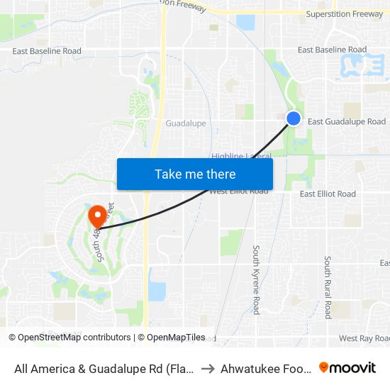 All America & Guadalupe Rd (Flag Zone) to Ahwatukee Foothills map