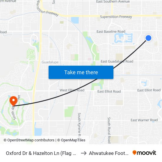 Oxford Dr & Hazelton Ln (Flag Zone) to Ahwatukee Foothills map