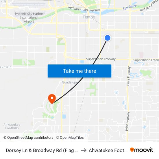 Dorsey Ln & Broadway Rd (Flag Zone) to Ahwatukee Foothills map