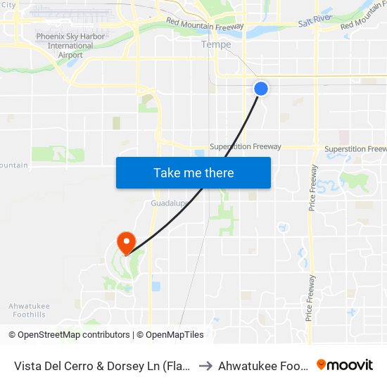 Vista Del Cerro & Dorsey Ln (Flag Zone) to Ahwatukee Foothills map