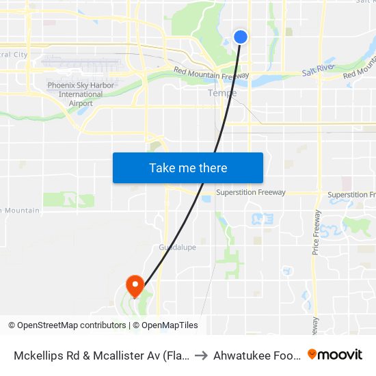 Mckellips Rd & Mcallister Av (Flag Zone) to Ahwatukee Foothills map