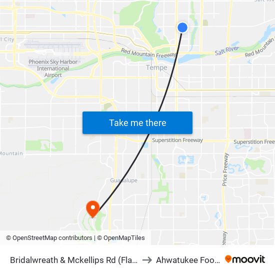 Bridalwreath & Mckellips Rd (Flag Zone) to Ahwatukee Foothills map