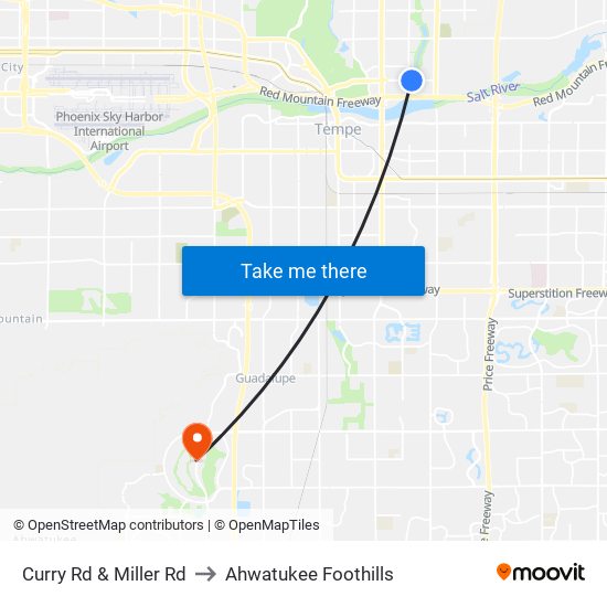 Curry Rd & Miller Rd to Ahwatukee Foothills map
