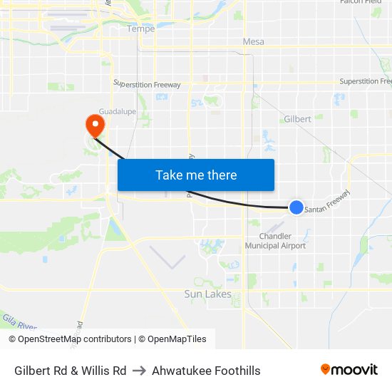 Gilbert Rd & Willis Rd to Ahwatukee Foothills map