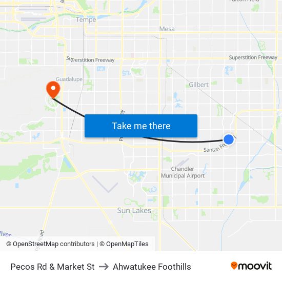 Pecos Rd & Market St to Ahwatukee Foothills map