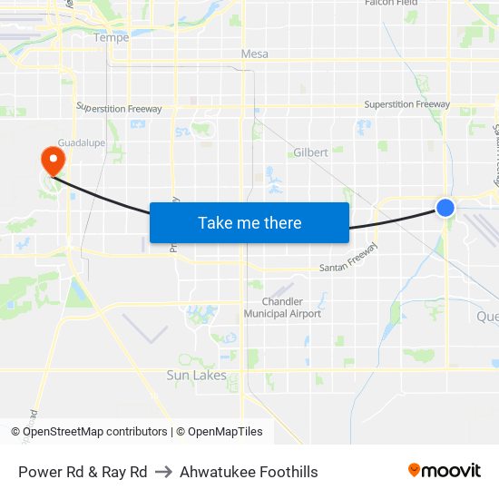 Power Rd & Ray Rd to Ahwatukee Foothills map