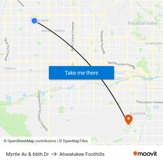 Myrtle Av & 66th Dr to Ahwatukee Foothills map
