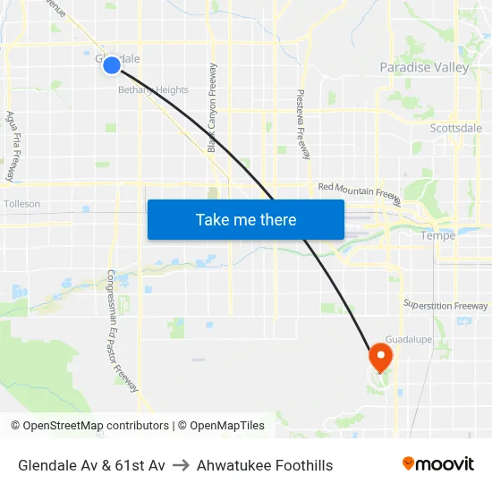 Glendale Av & 61st Av to Ahwatukee Foothills map