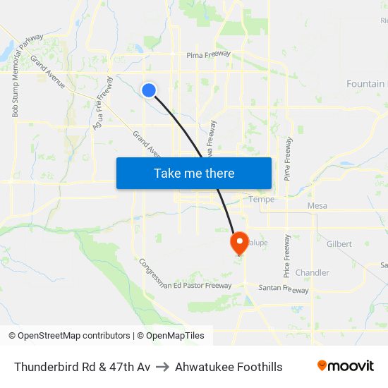 Thunderbird Rd & 47th Av to Ahwatukee Foothills map