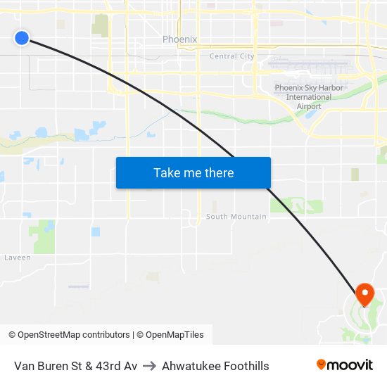 Van Buren St & 43rd Av to Ahwatukee Foothills map