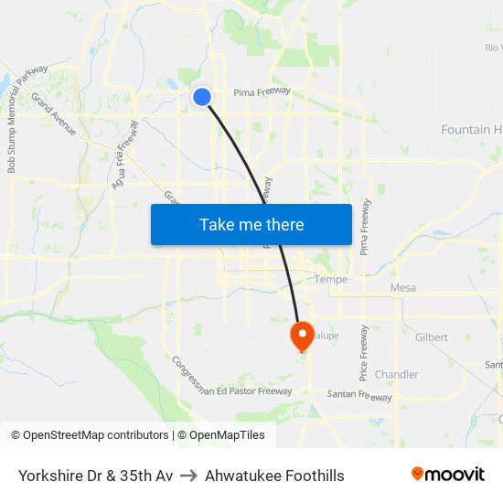 Yorkshire Dr & 35th Av to Ahwatukee Foothills map