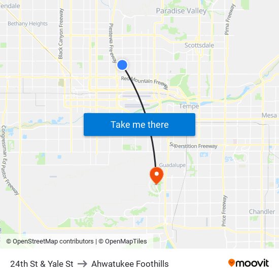 24th St & Yale St to Ahwatukee Foothills map