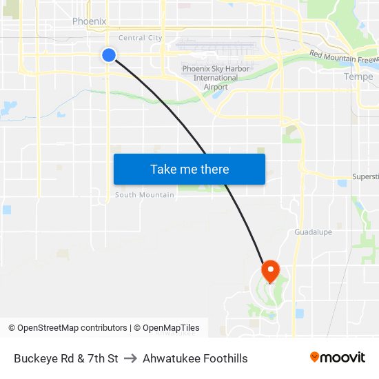 Buckeye Rd & 7th St to Ahwatukee Foothills map