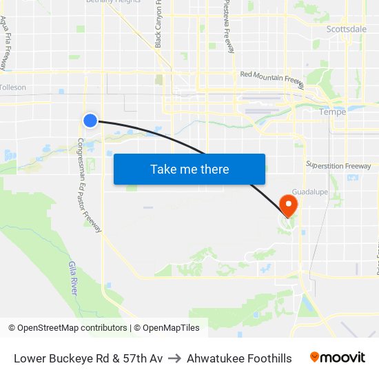 Lower Buckeye Rd & 57th Av to Ahwatukee Foothills map